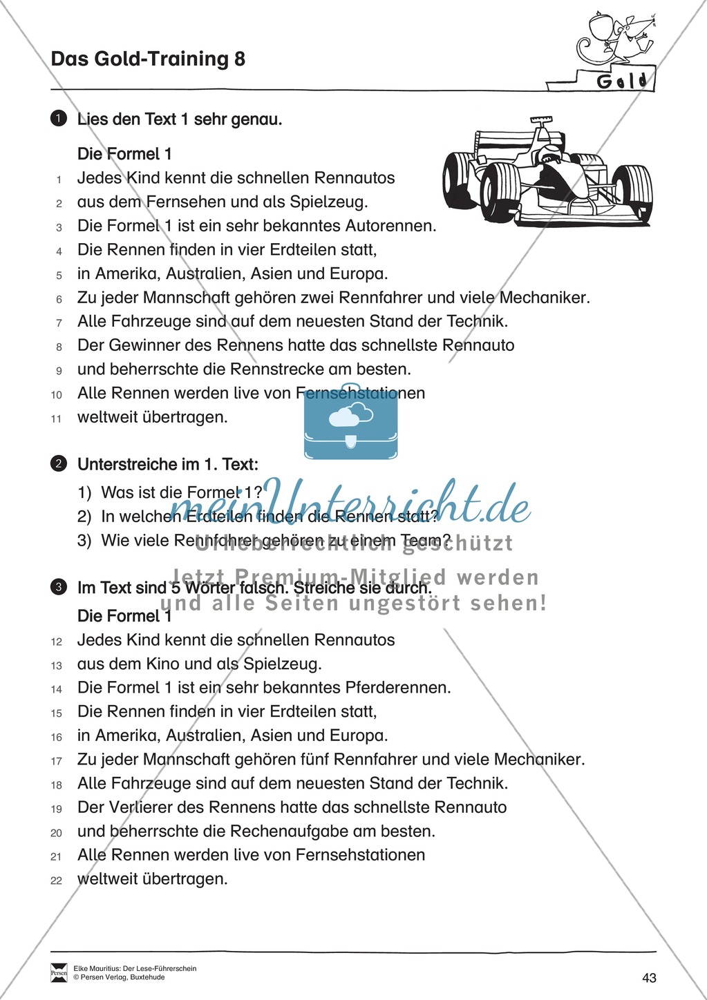 Leseführerschein Gold: Trainings- und Prüfungsblätter, Auswertungsbögen und Lösungen Preview 8