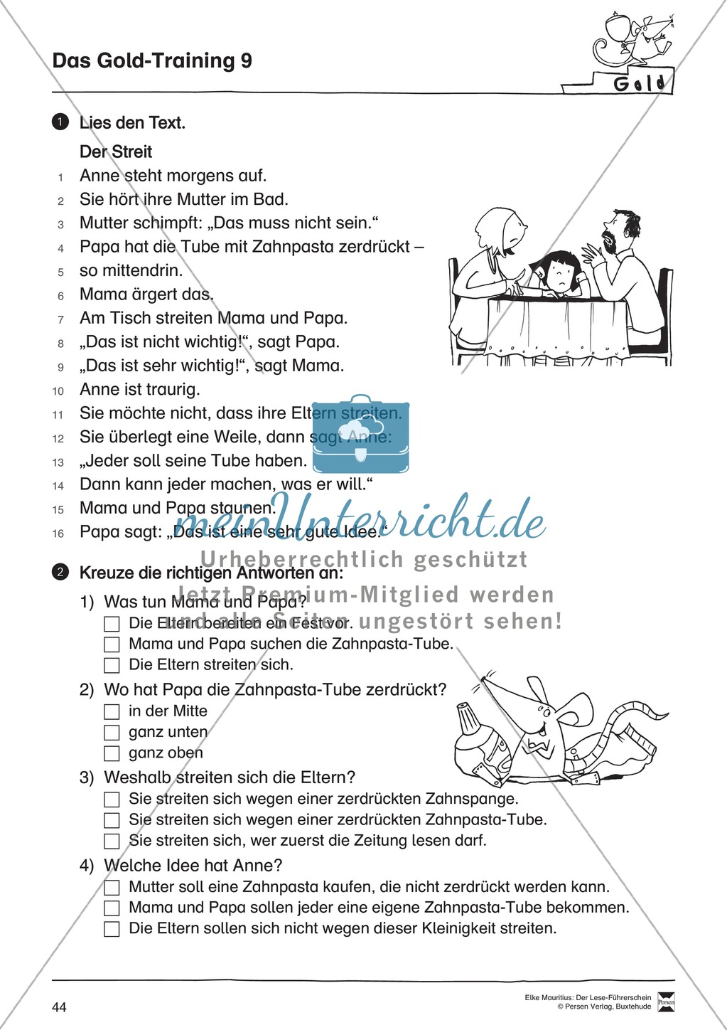 Leseführerschein Gold: Trainings- und Prüfungsblätter, Auswertungsbögen und Lösungen Preview 9