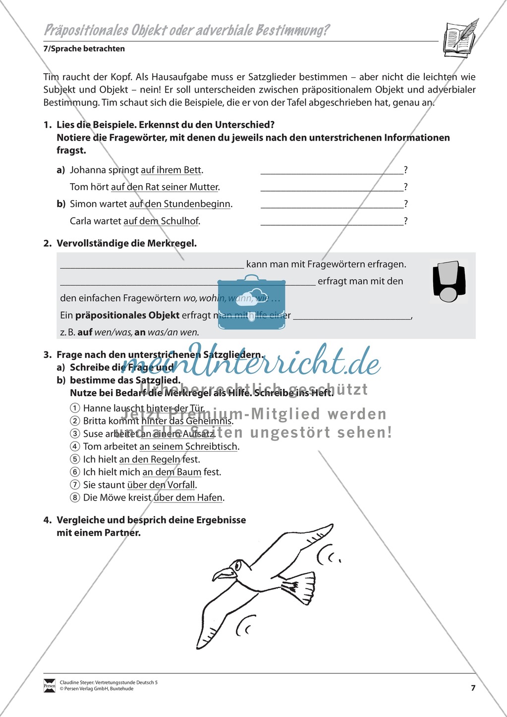 Präpositionales Objekt oder adverbiale Bestimmung: Übungen und Lösung Preview 1