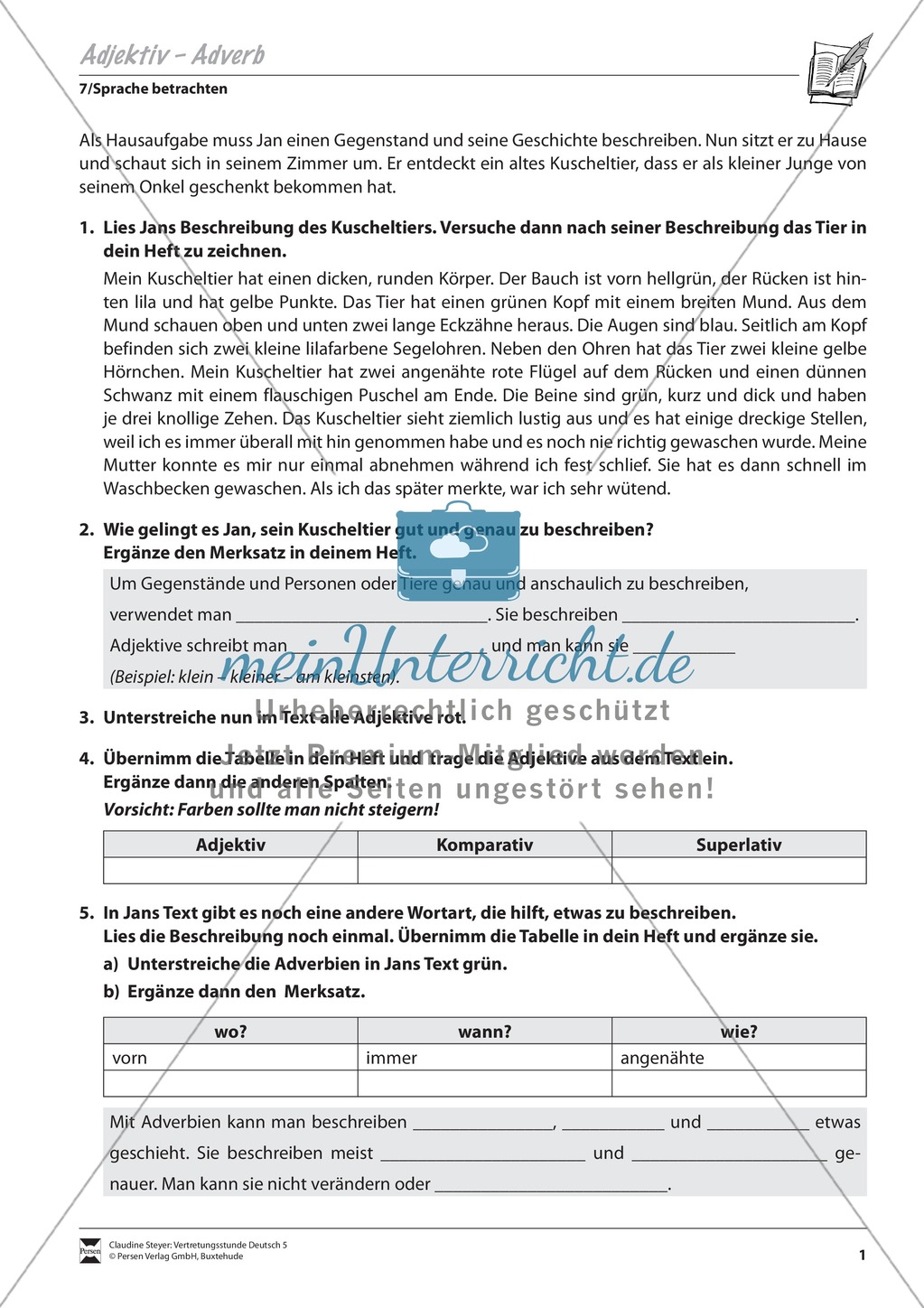 Adjektiv und Adverb: Übungen und Lösung Preview 1