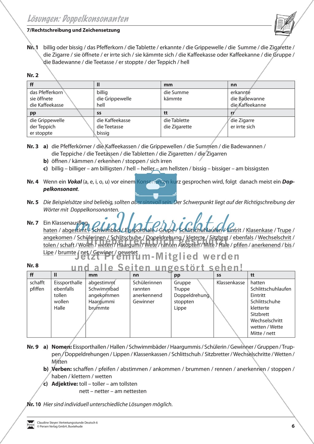 Doppelkonsonanten: Übungen und Lösung Preview 3