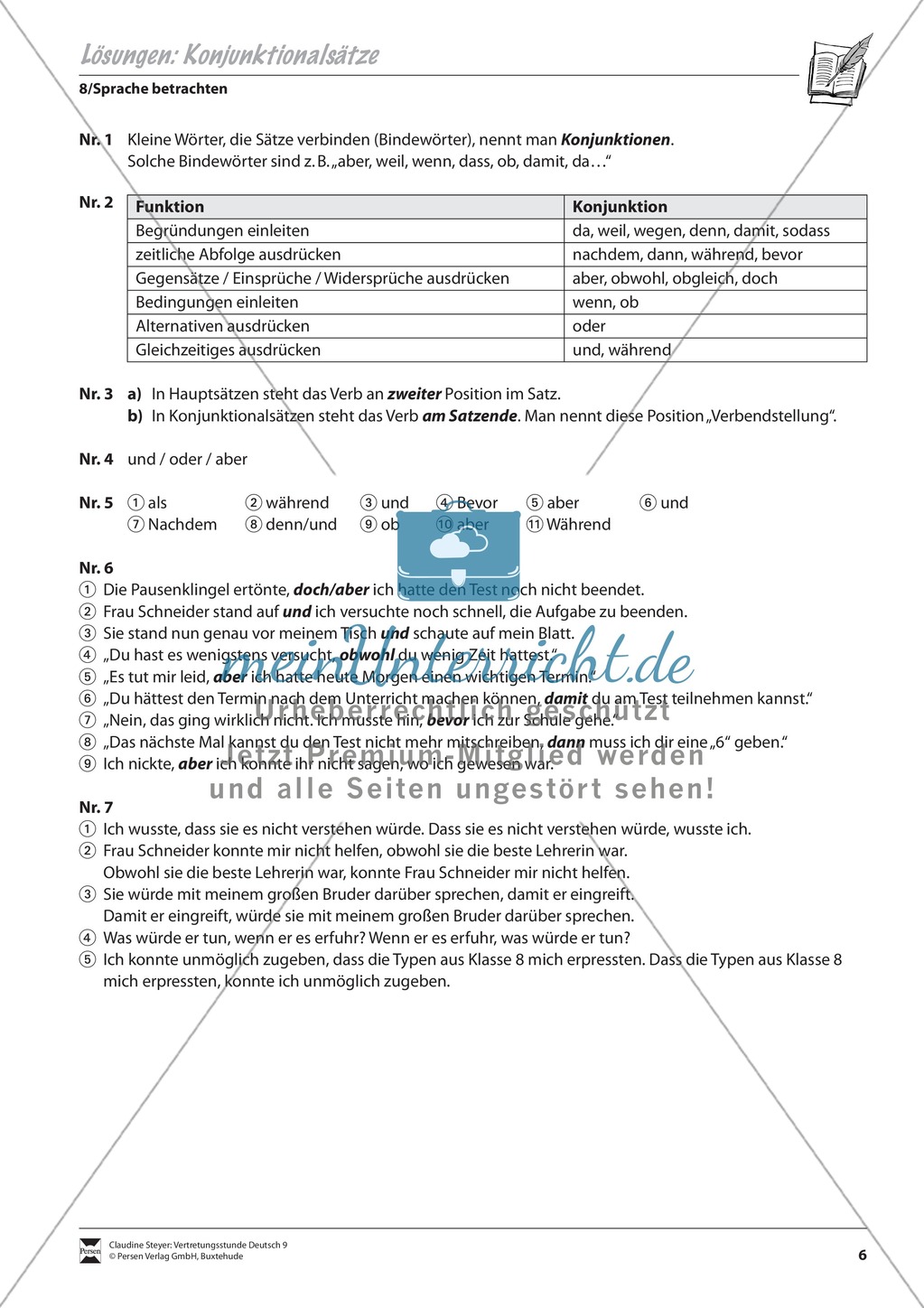 Konjunktionalsätze: Übungen und Lösung Preview 3