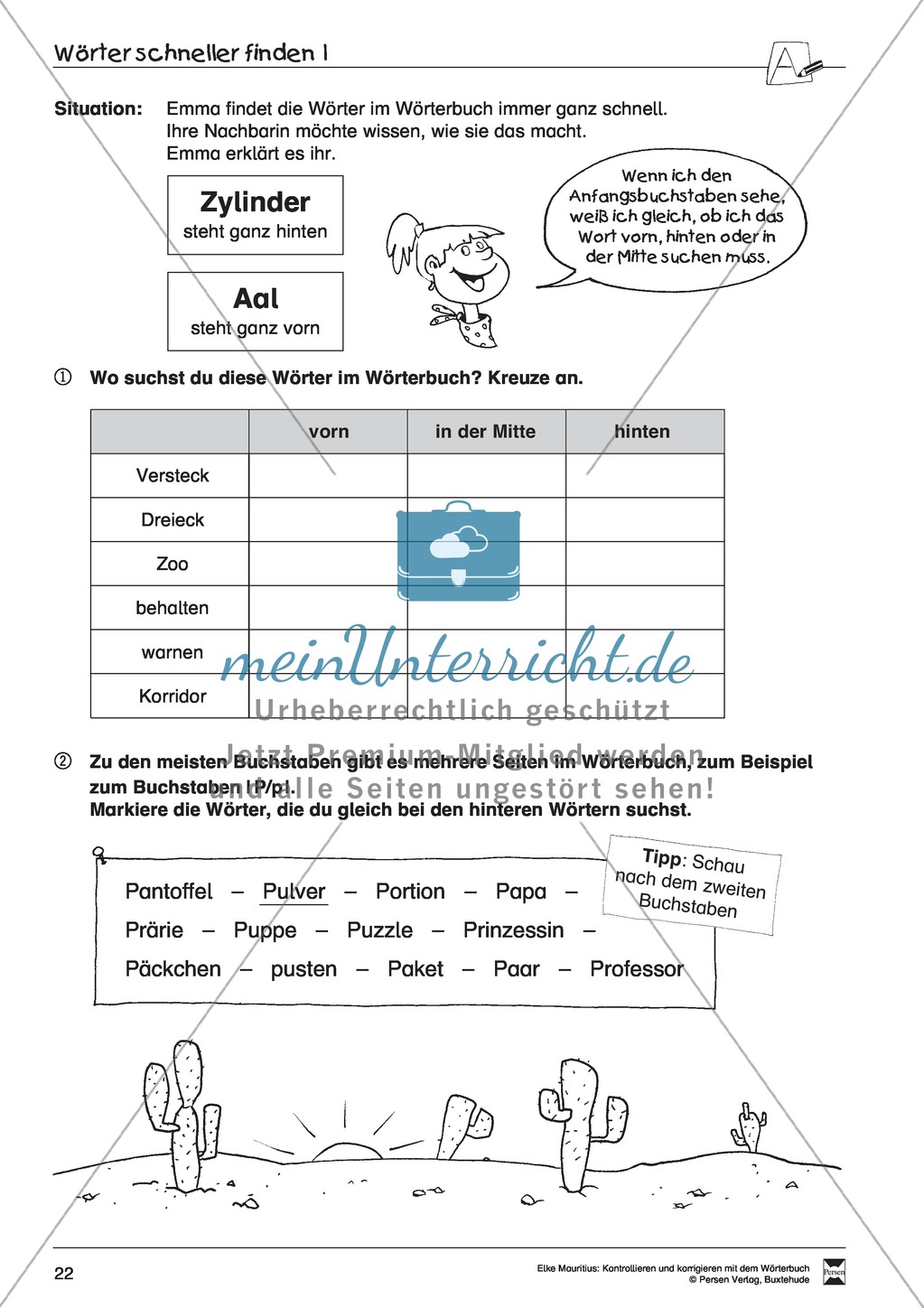 Grundlagen zur Arbeit mit dem Wörterbuch: Übungsblätter, Selbsteinschätzungsbogen, Test und Lösungen Preview 17
