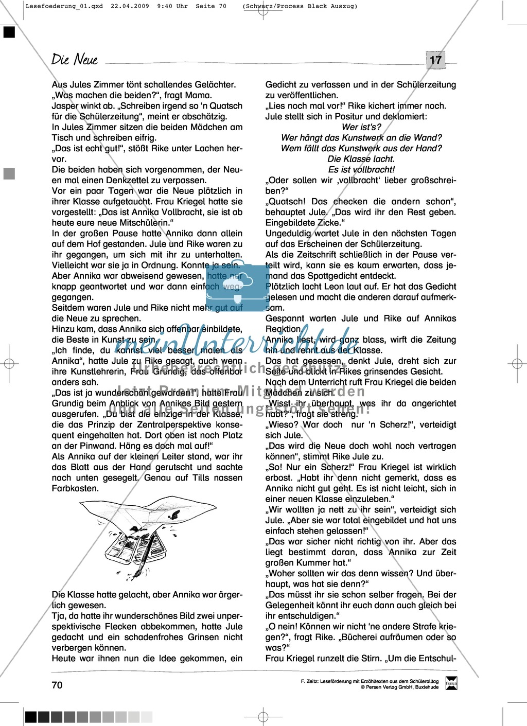 Kurzgeschichte "Die Neue" mit Aufgaben zur Texterschließung: Text + Übungen + Lösungen Preview 1