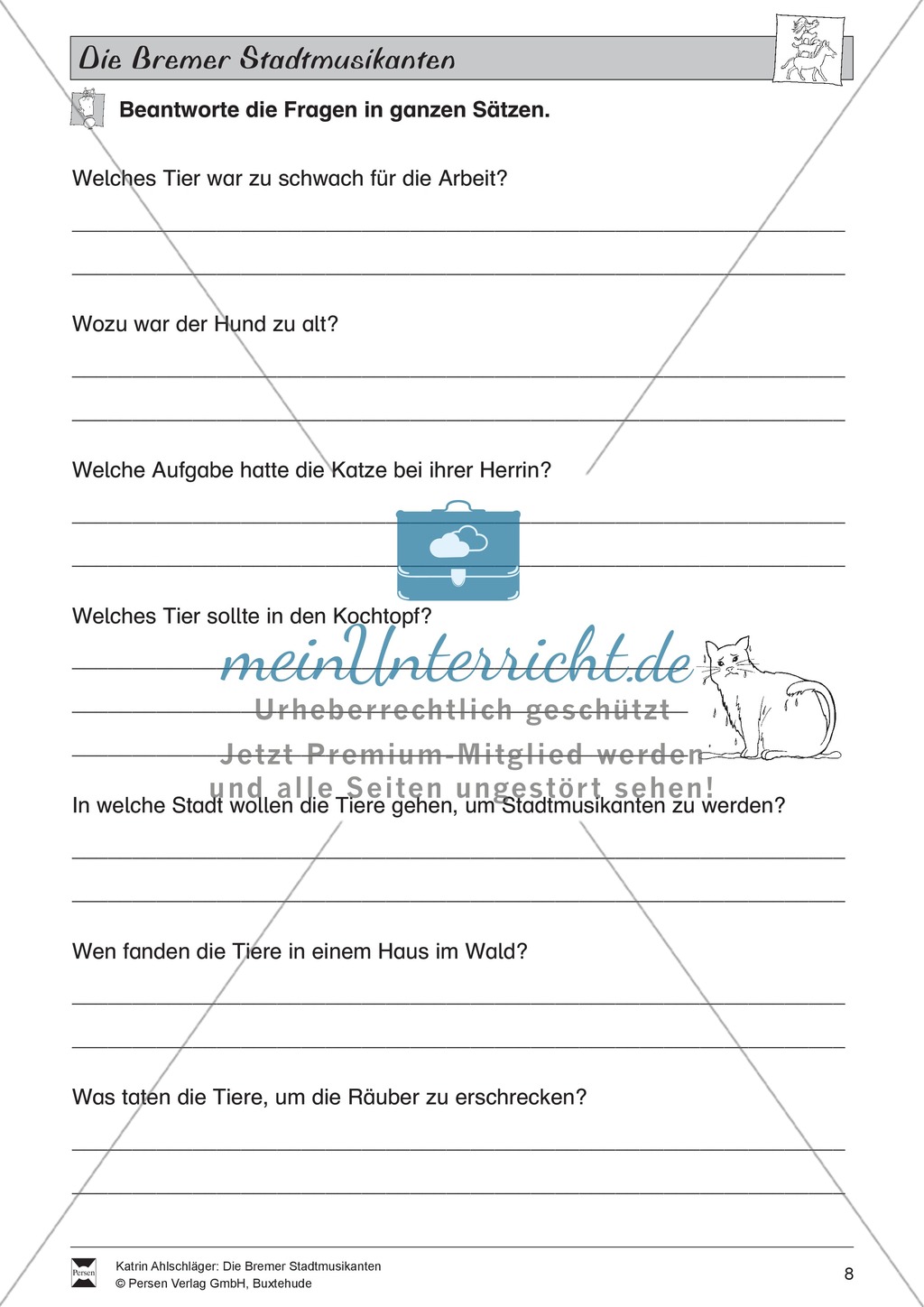 Die Bremer Stadtmusikanten: Aufgaben zum Märchen Preview 1