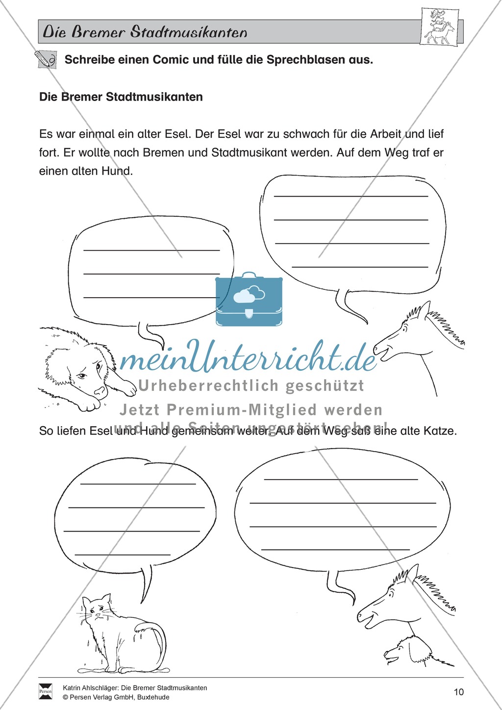 Die Bremer Stadtmusikanten: Aufgaben zum Märchen Preview 3