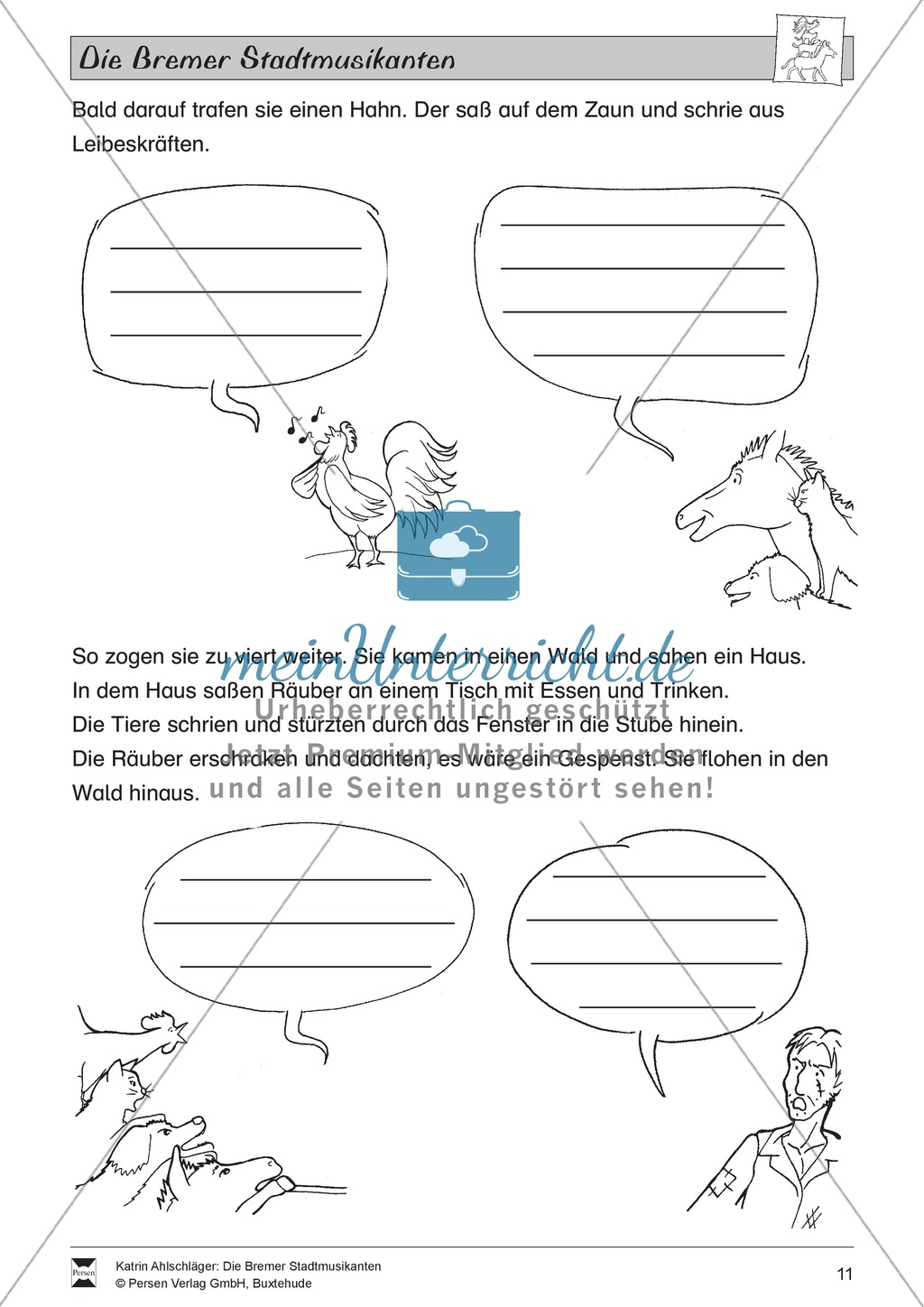 Die Bremer Stadtmusikanten: Aufgaben zum Märchen Preview 4