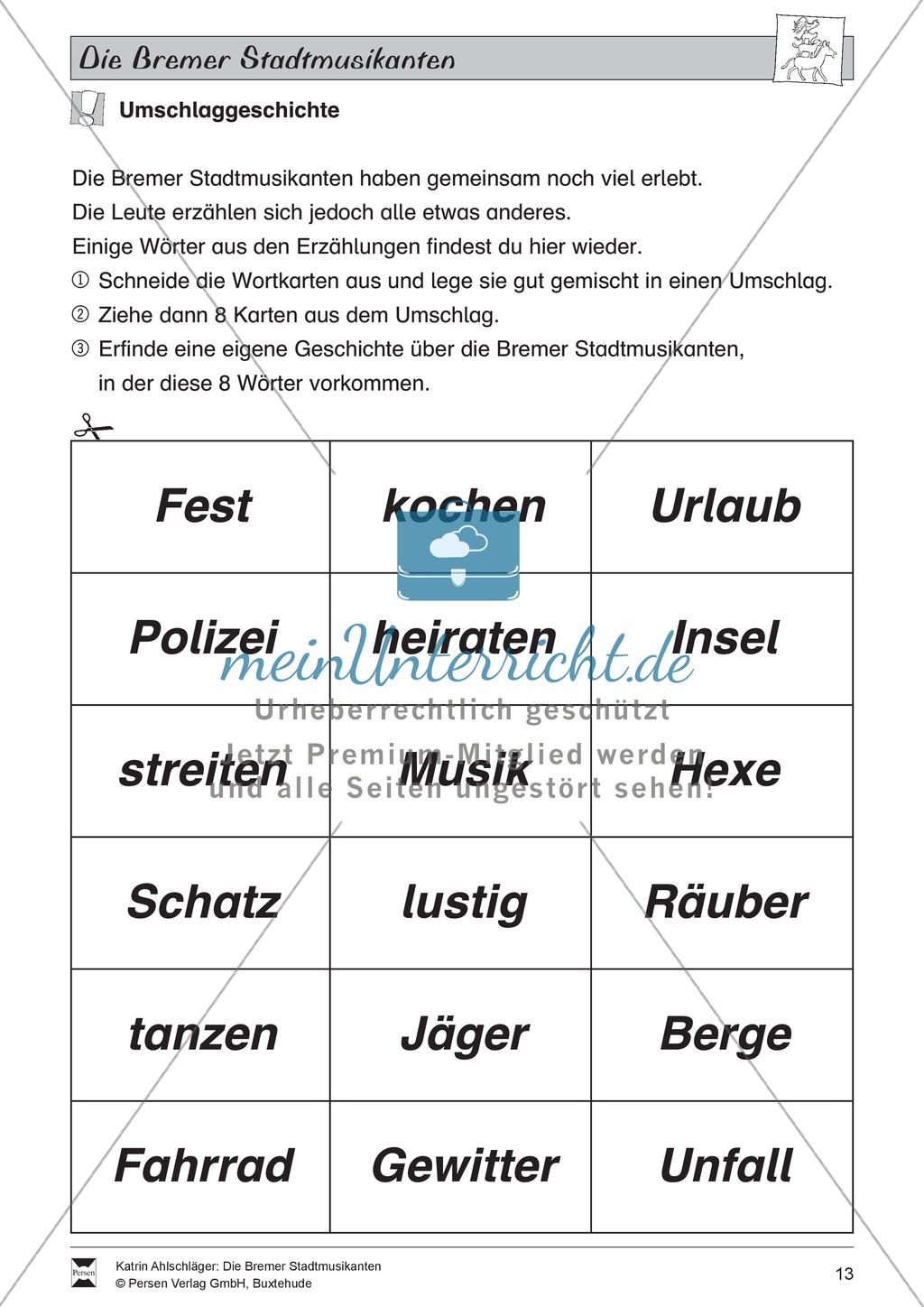 Die Bremer Stadtmusikanten: Aufgaben zum Märchen Preview 6