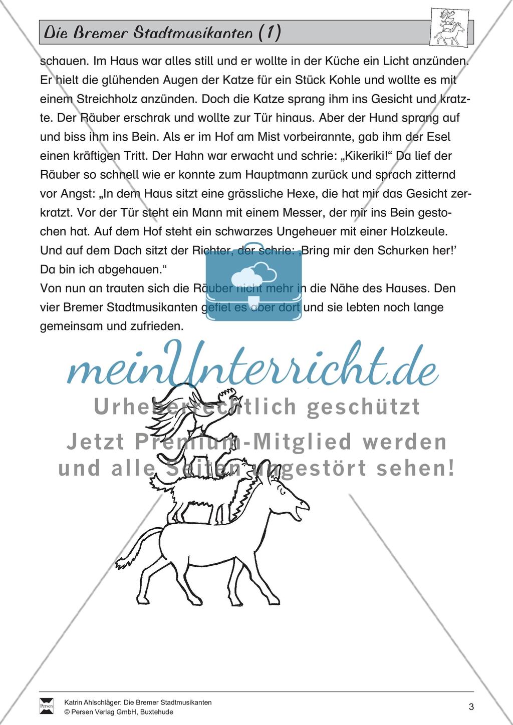 Die Bremer Stadtmusikanten: Text (leicht) Preview 2