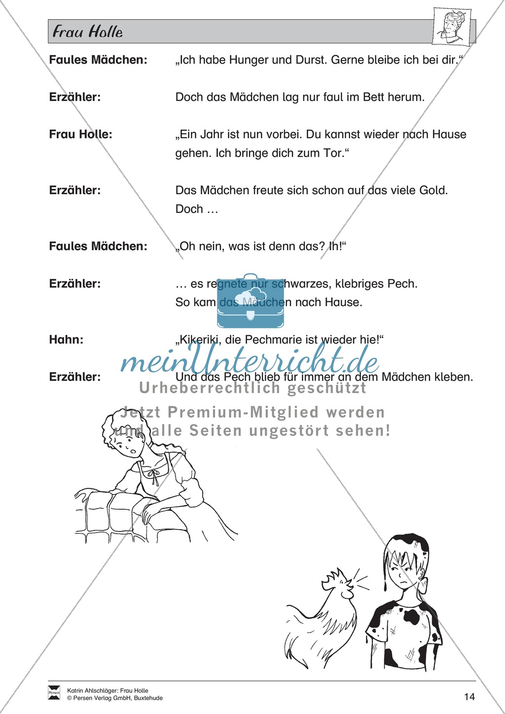 Frau Holle: Text (schwer) und Aufgaben Preview 11