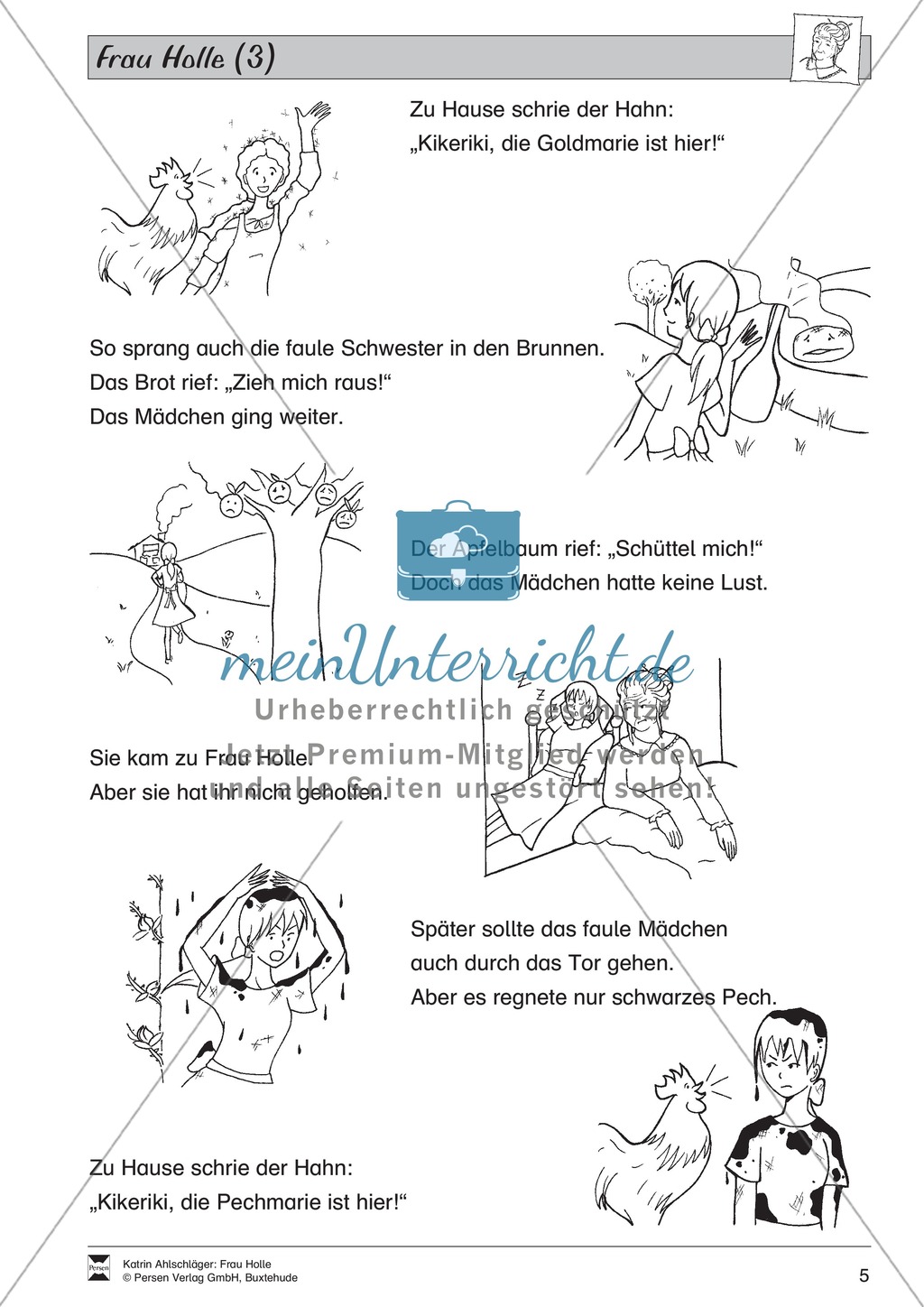 Frau Holle: Text (schwer) und Aufgaben Preview 2