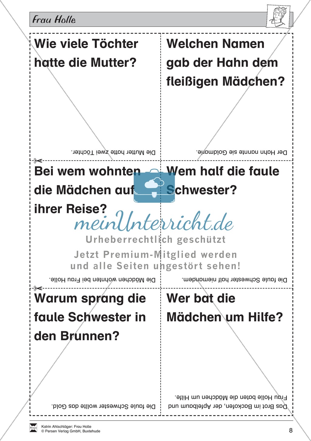 Frau Holle: Text (schwer) und Aufgaben Preview 5