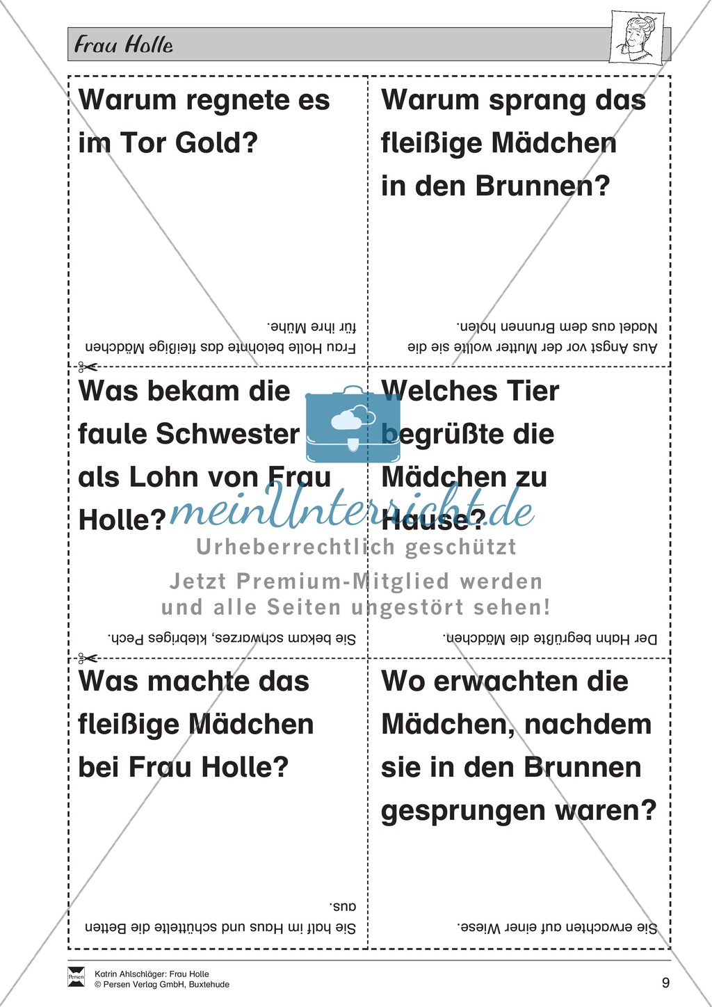 Frau Holle: Text (schwer) und Aufgaben Preview 6
