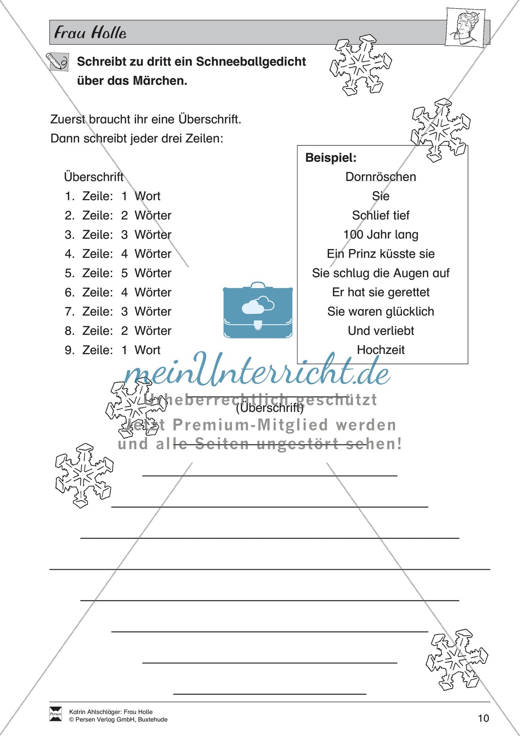 Frau Holle: Text (schwer) und Aufgaben Preview 7