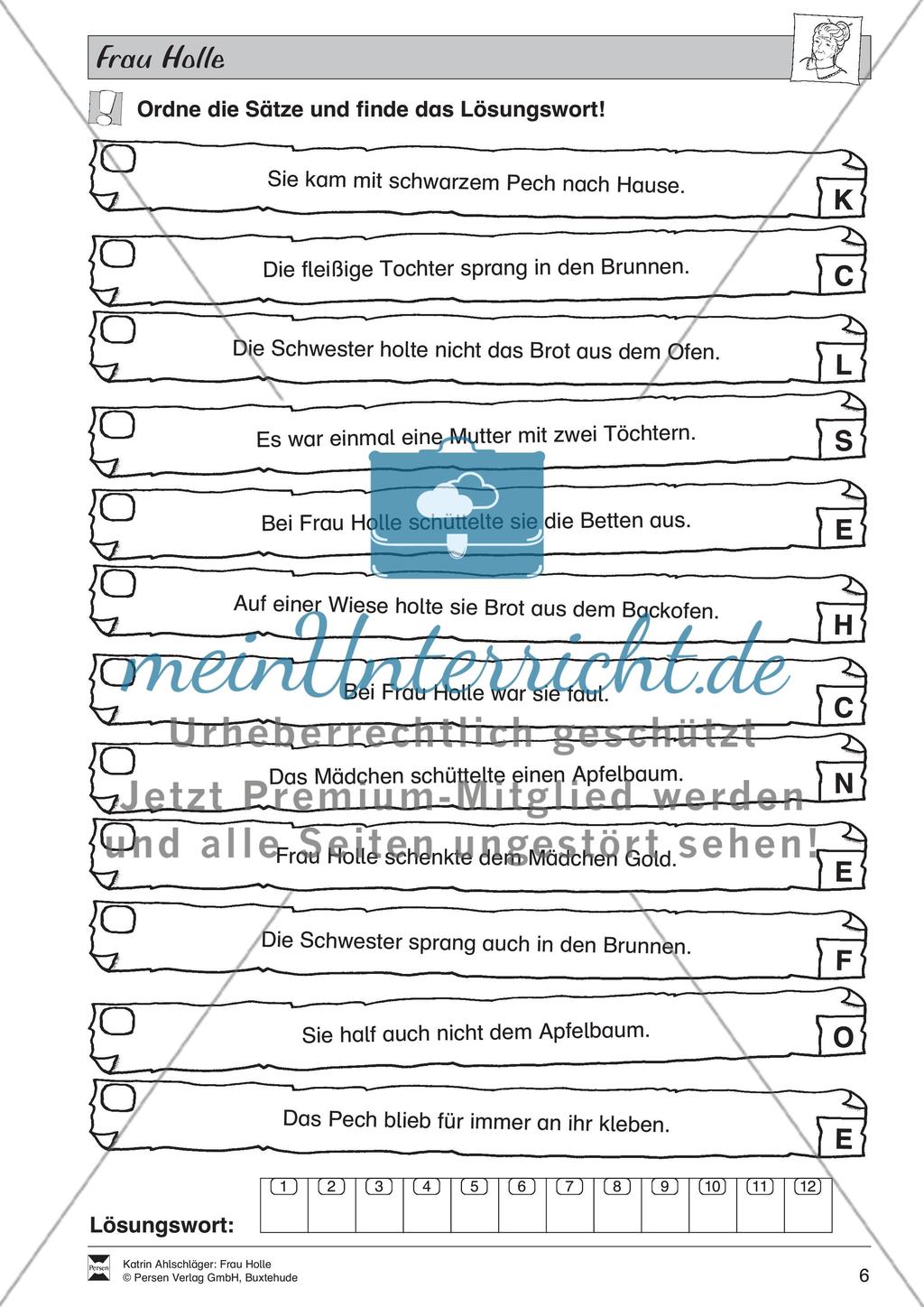 Frau Holle: Text (leicht) und Aufgaben Preview 2