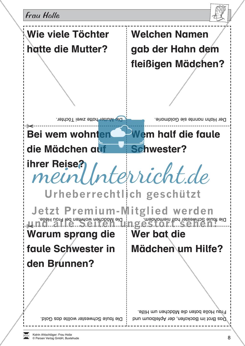 Frau Holle: Text (leicht) und Aufgaben Preview 4