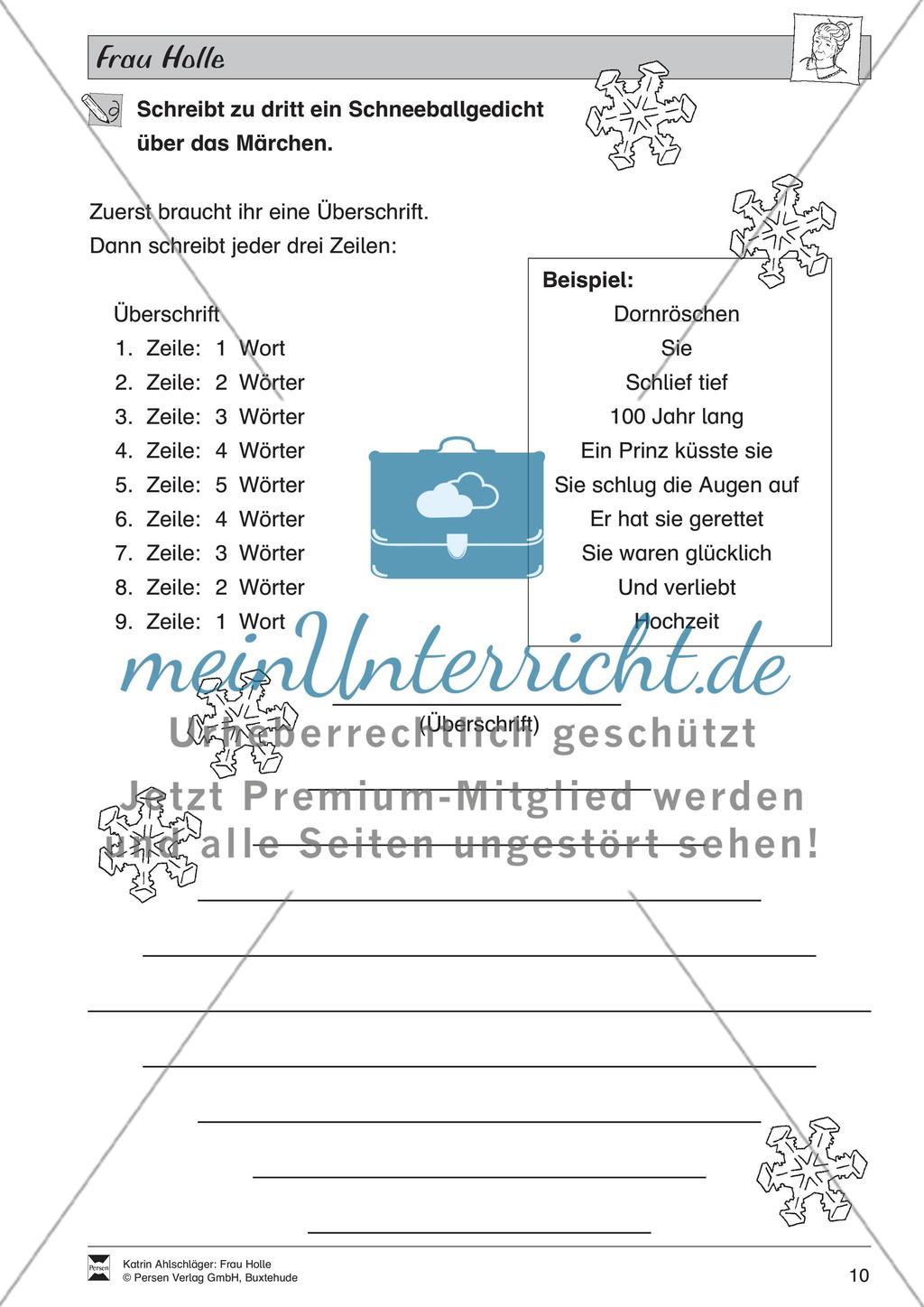 Frau Holle: Text (leicht) und Aufgaben Preview 6