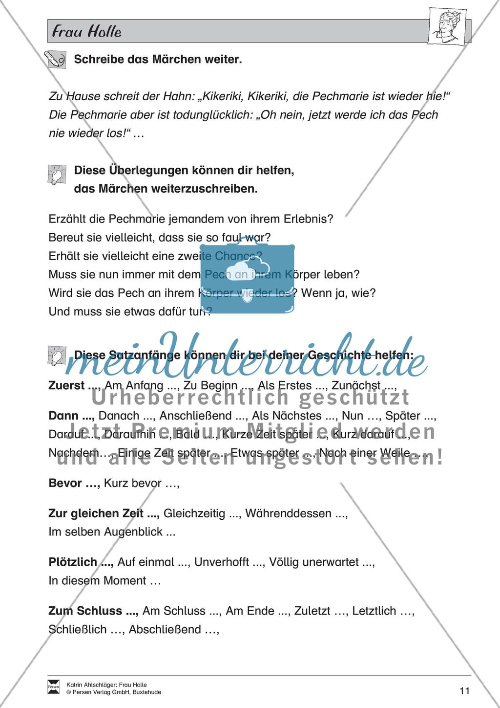 Frau Holle: Text (leicht) und Aufgaben Preview 7