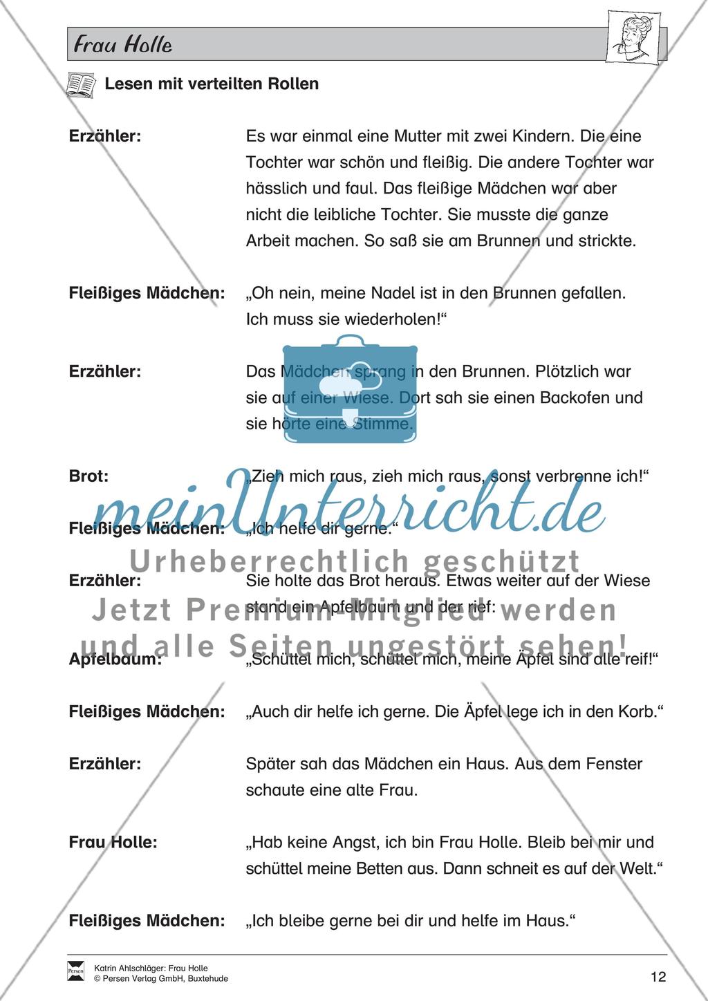 Frau Holle: Text (leicht) und Aufgaben Preview 8
