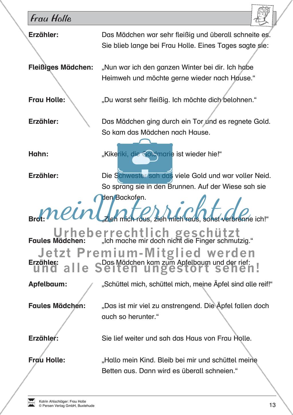 Frau Holle: Text (leicht) und Aufgaben Preview 9