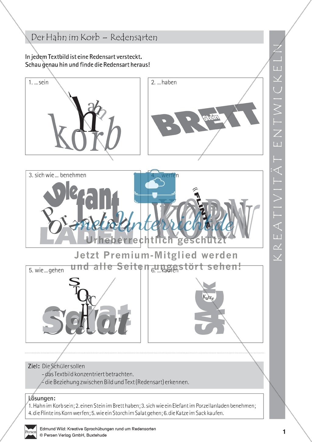 Redensarten: Übungen Preview 1