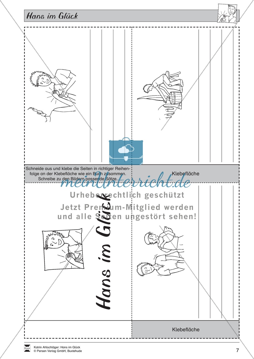 Hans im Glück: Text (mittel) und Aufgaben Preview 3