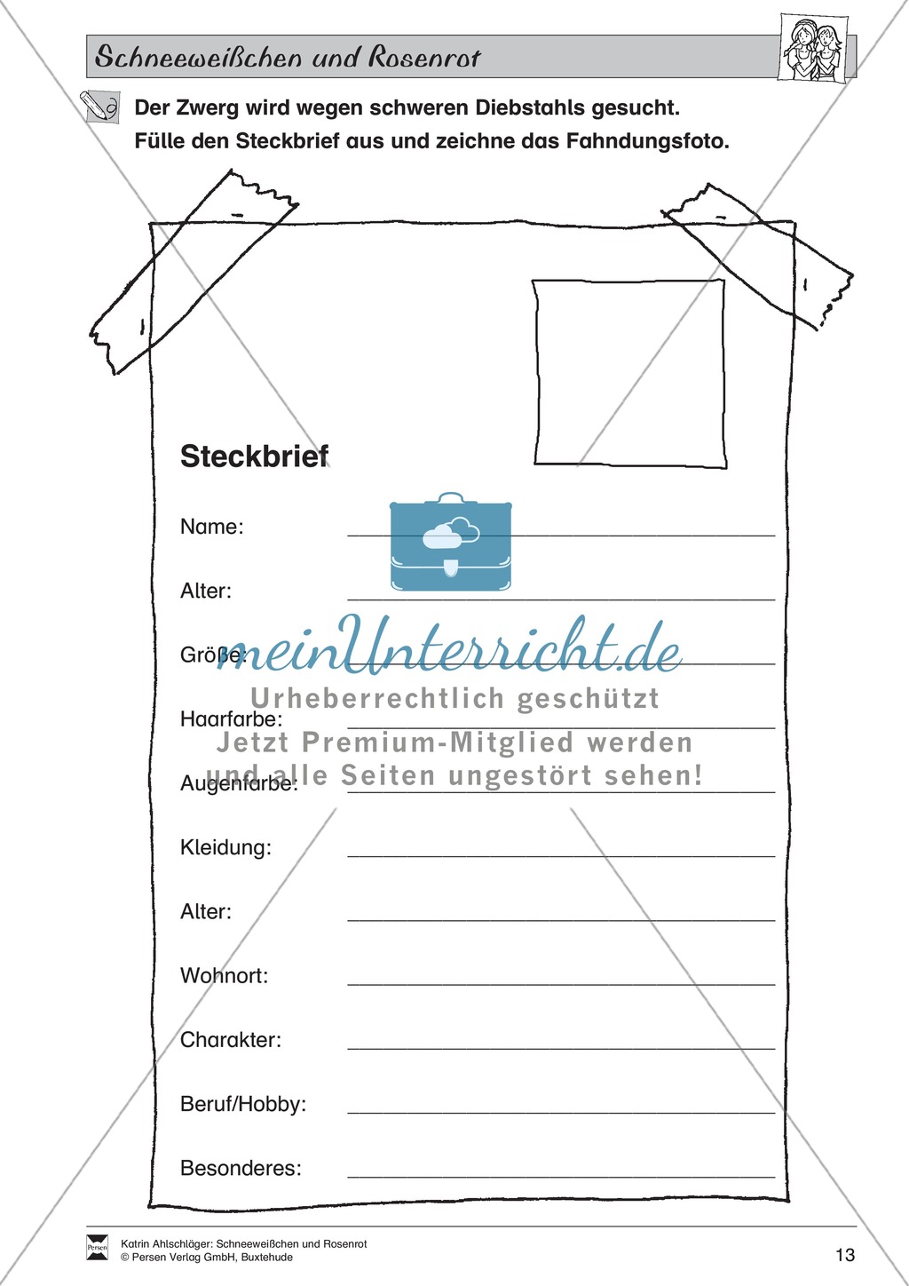 Schneeweißchen und Rosenrot: Lesetext und Arbeitsblätter Preview 12