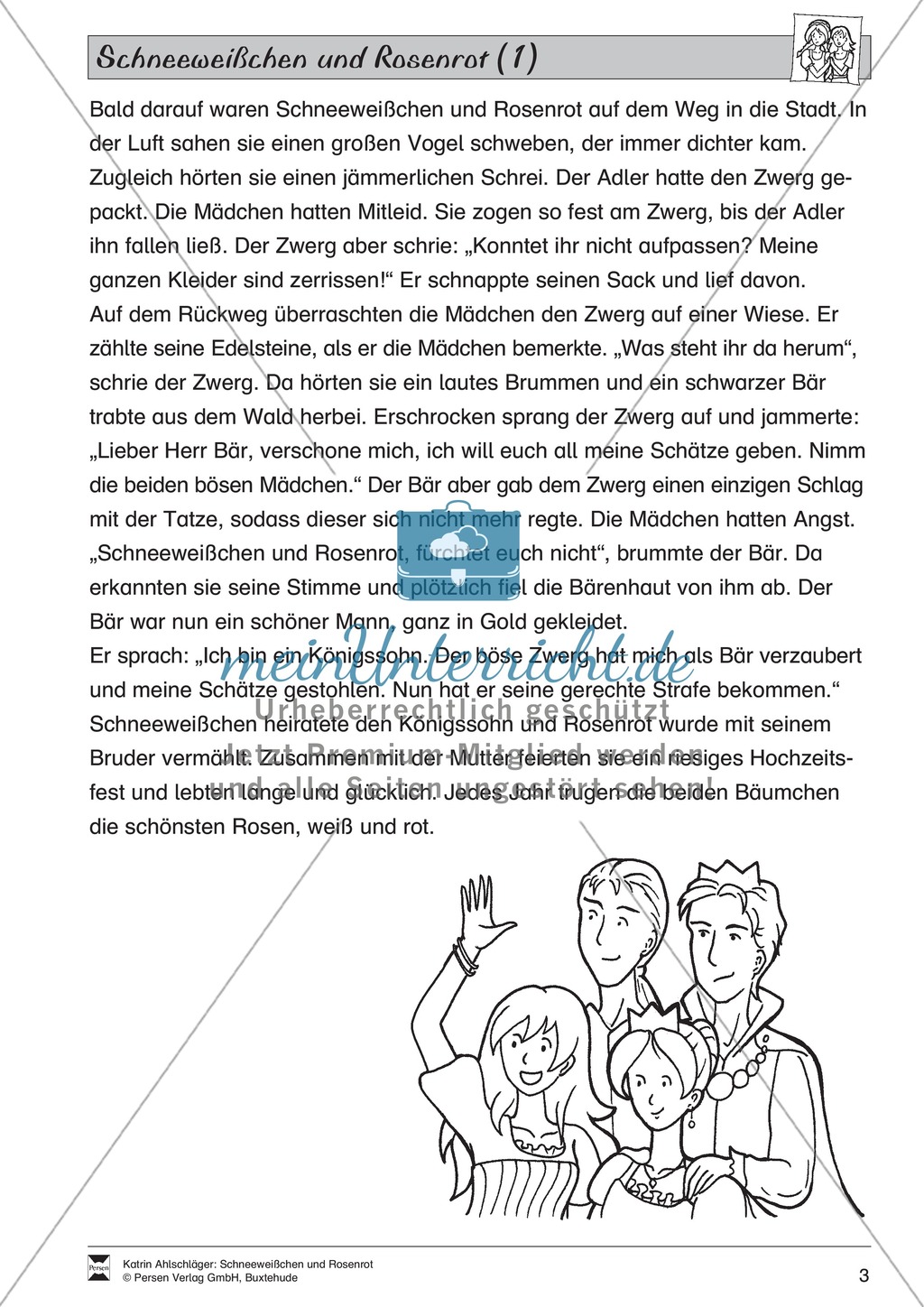 Schneeweißchen und Rosenrot: Lesetext und Arbeitsblätter Preview 2