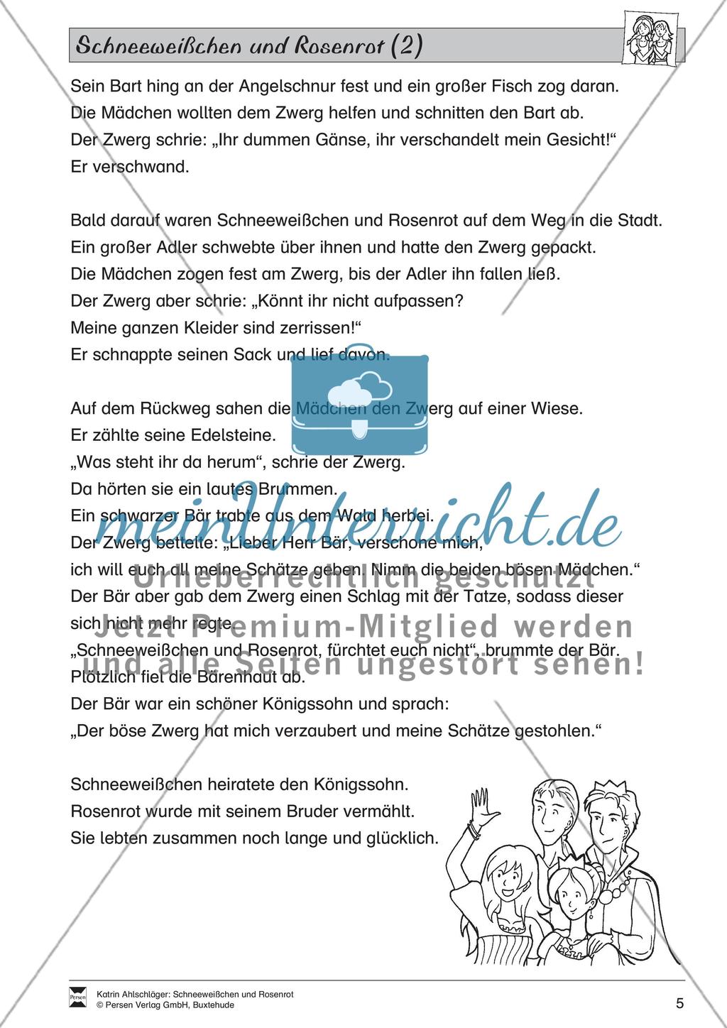 Schneeweißchen und Rosenrot: Lesetext und Arbeitsblätter Preview 4