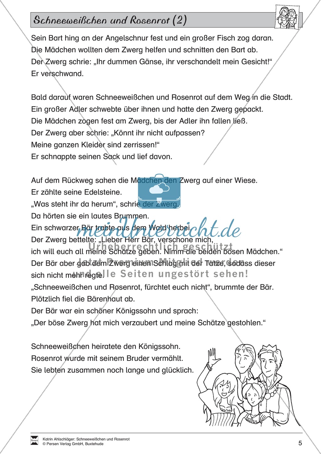 Schneeweißchen und Rosenrot: Lesetext und Arbeitsblätter Preview 4