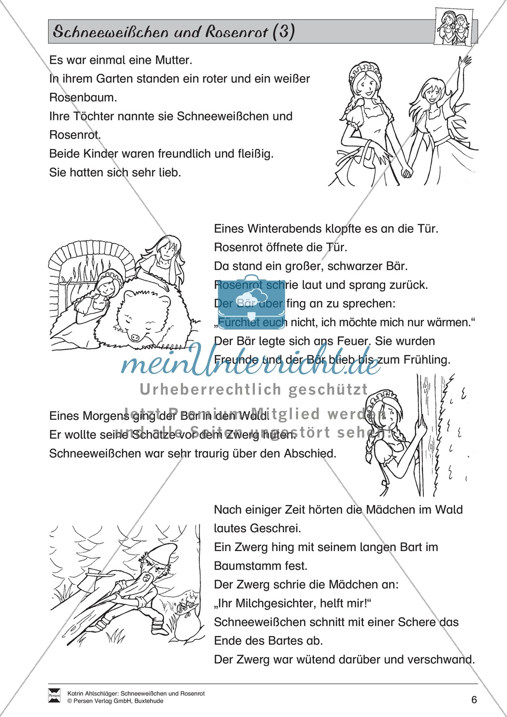 Schneeweißchen und Rosenrot: Lesetext und Arbeitsblätter Preview 5