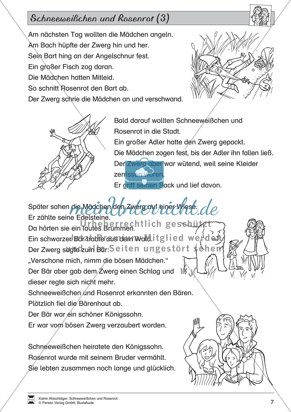 Schneeweißchen und Rosenrot: Lesetext und Arbeitsblätter Preview 6