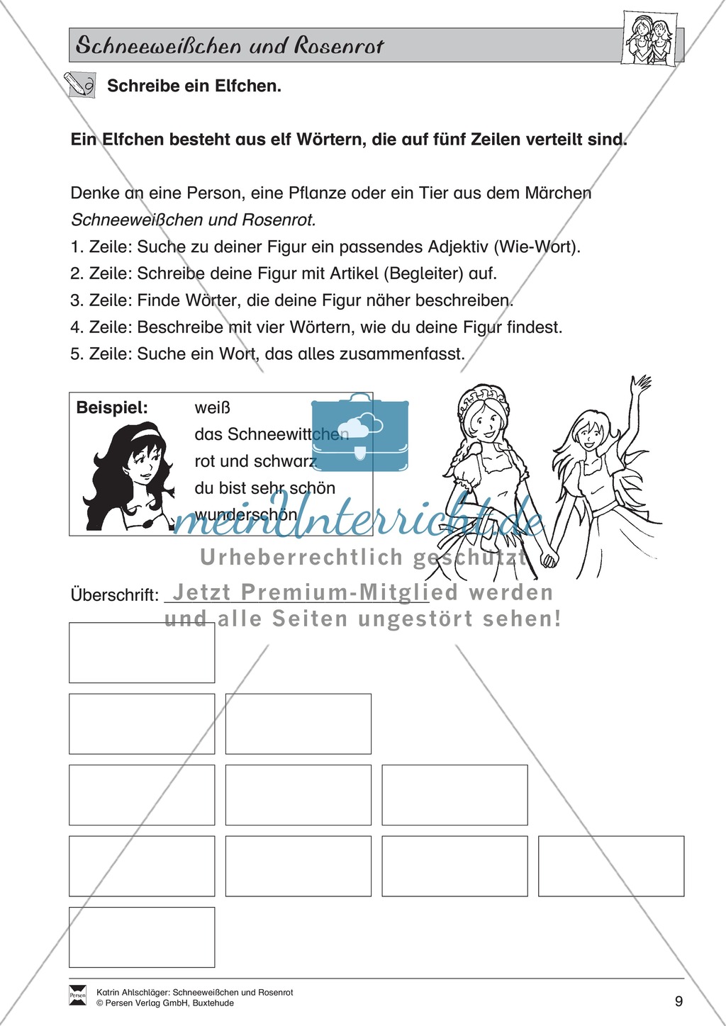 Schneeweißchen und Rosenrot: Lesetext und Arbeitsblätter Preview 8