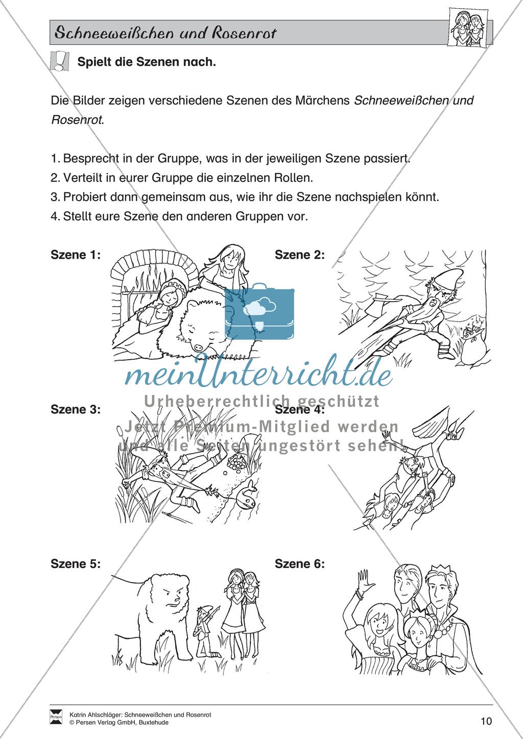 Schneeweißchen und Rosenrot: Lesetext und Arbeitsblätter Preview 9