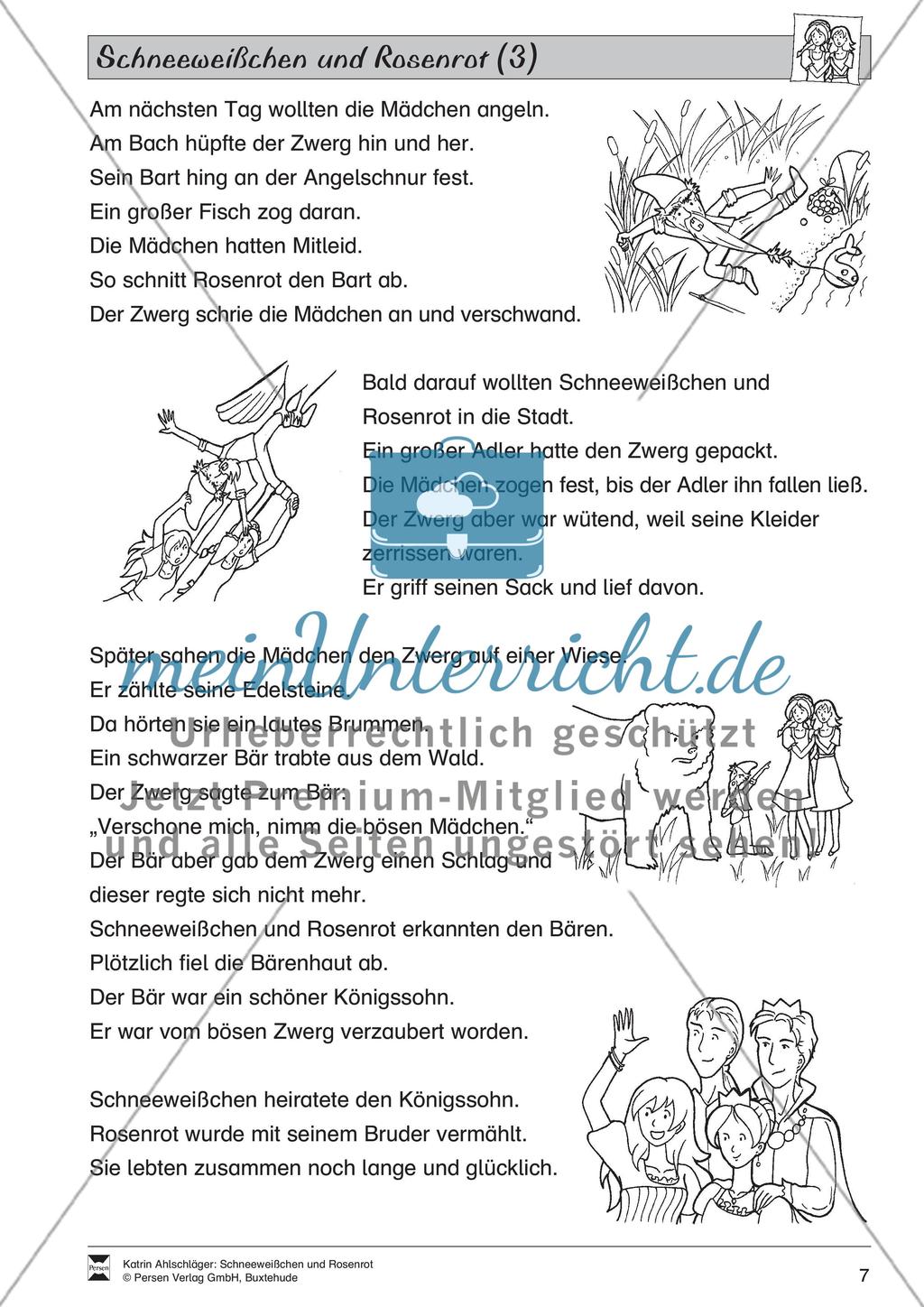 Schneeweißchen und Rosenrot: Differenzierungsstufe 3: Lesetext und Arbeitsblätter Preview 2