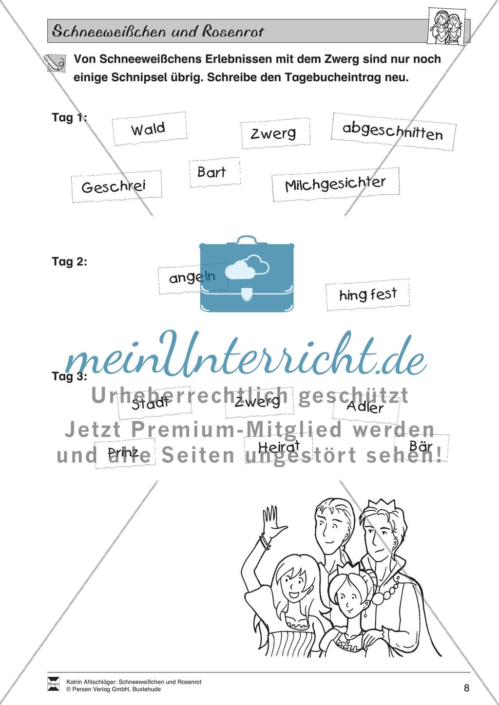 Schneeweißchen und Rosenrot: Differenzierungsstufe 3: Lesetext und Arbeitsblätter Preview 3