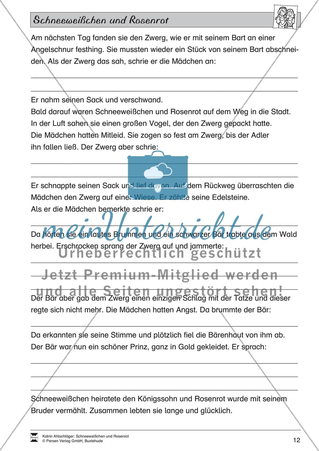 Schneeweißchen und Rosenrot: Differenzierungsstufe 3: Lesetext und Arbeitsblätter Preview 7