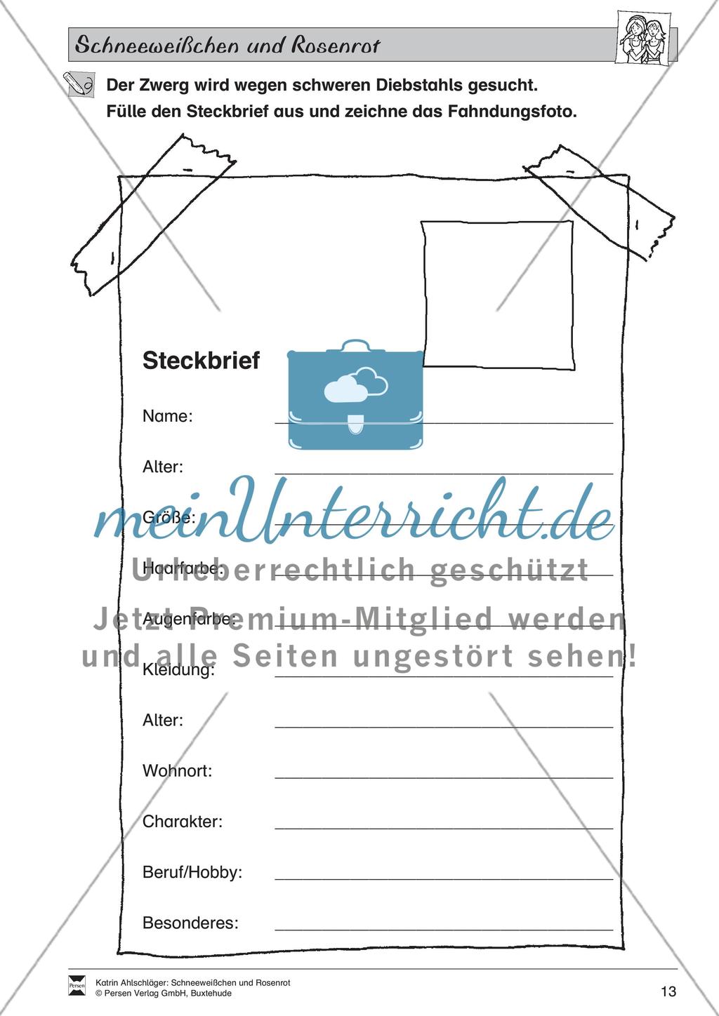 Schneeweißchen und Rosenrot: Differenzierungsstufe 3: Lesetext und Arbeitsblätter Preview 8