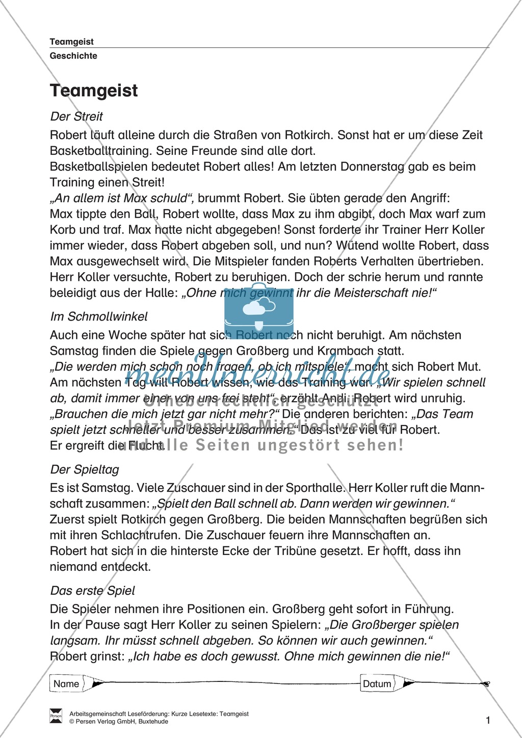 Kurze Lesetexte Lesegeschichte: