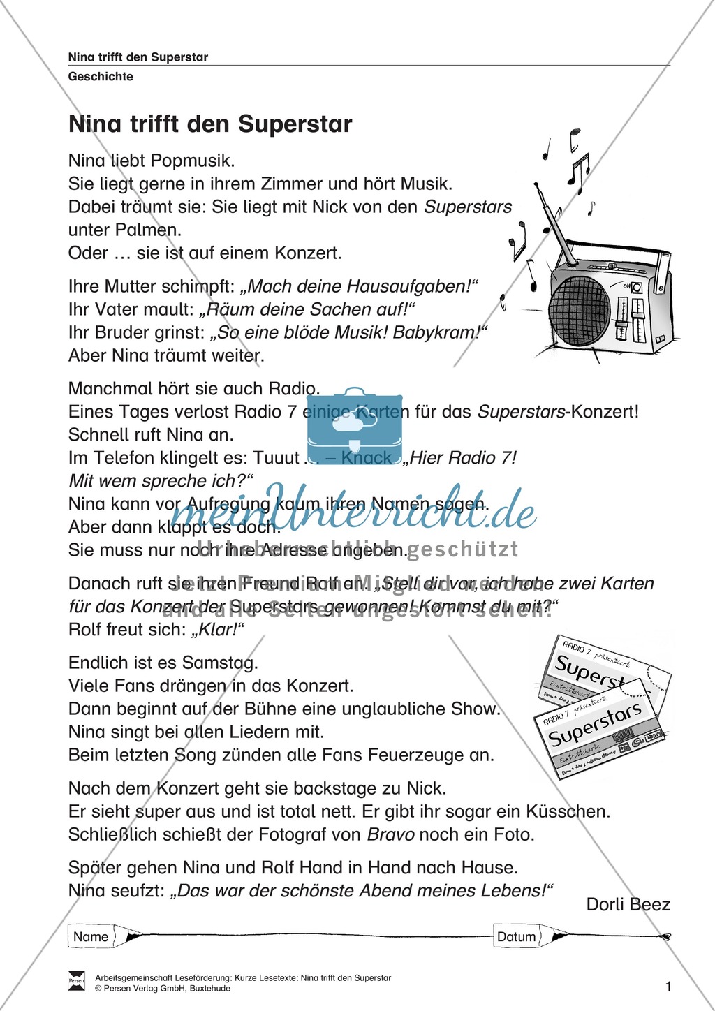 Kurze Lesetexte Lesegeschichte:
