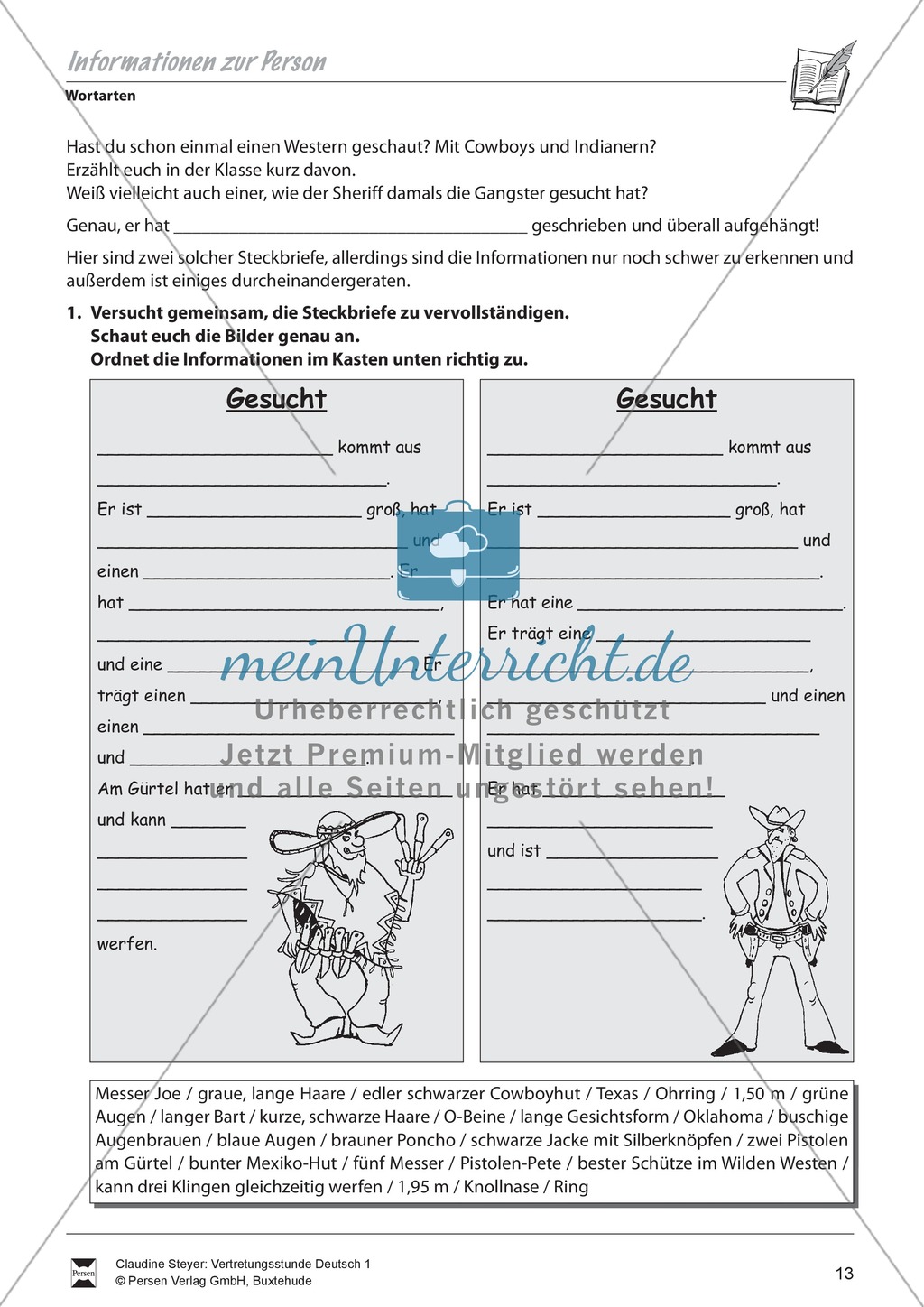 Wortarten: Steckbriefe - Arbeitsblätter + Übungen + Lösungen Preview 1