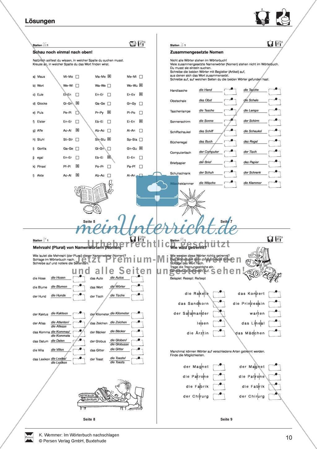 Wörterbuch - Nachschlagetechniken: Arbeitsblätter + Aufgaben + Übungen + Lösungen Preview 10