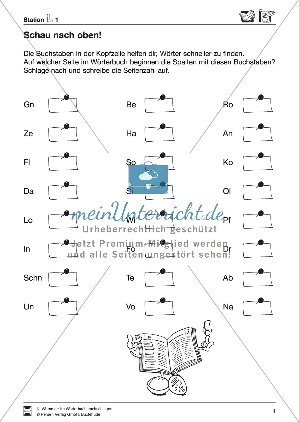 Wörterbuch - Nachschlagetechniken: Arbeitsblätter + Aufgaben + Übungen + Lösungen Preview 4
