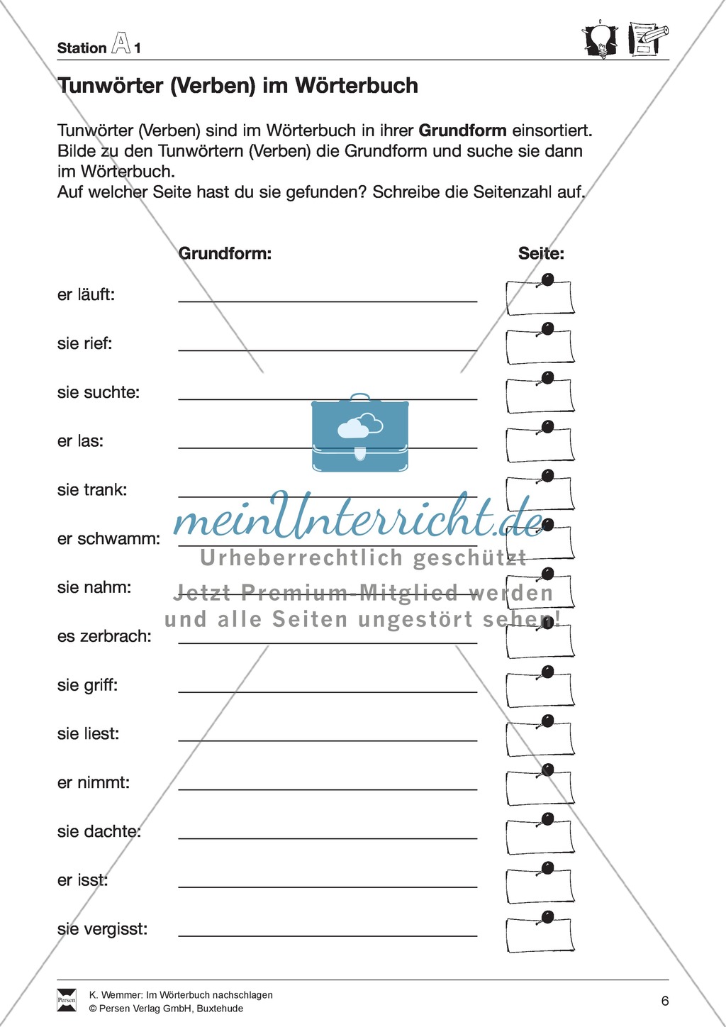 Wörterbuch - Nachschlagetechniken: Arbeitsblätter + Aufgaben + Übungen + Lösungen Preview 6