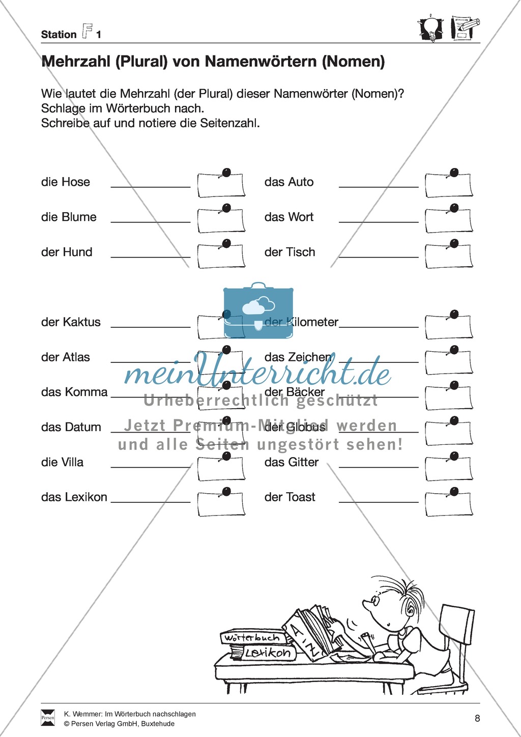 Wörterbuch - Nachschlagetechniken: Arbeitsblätter + Aufgaben + Übungen + Lösungen Preview 8