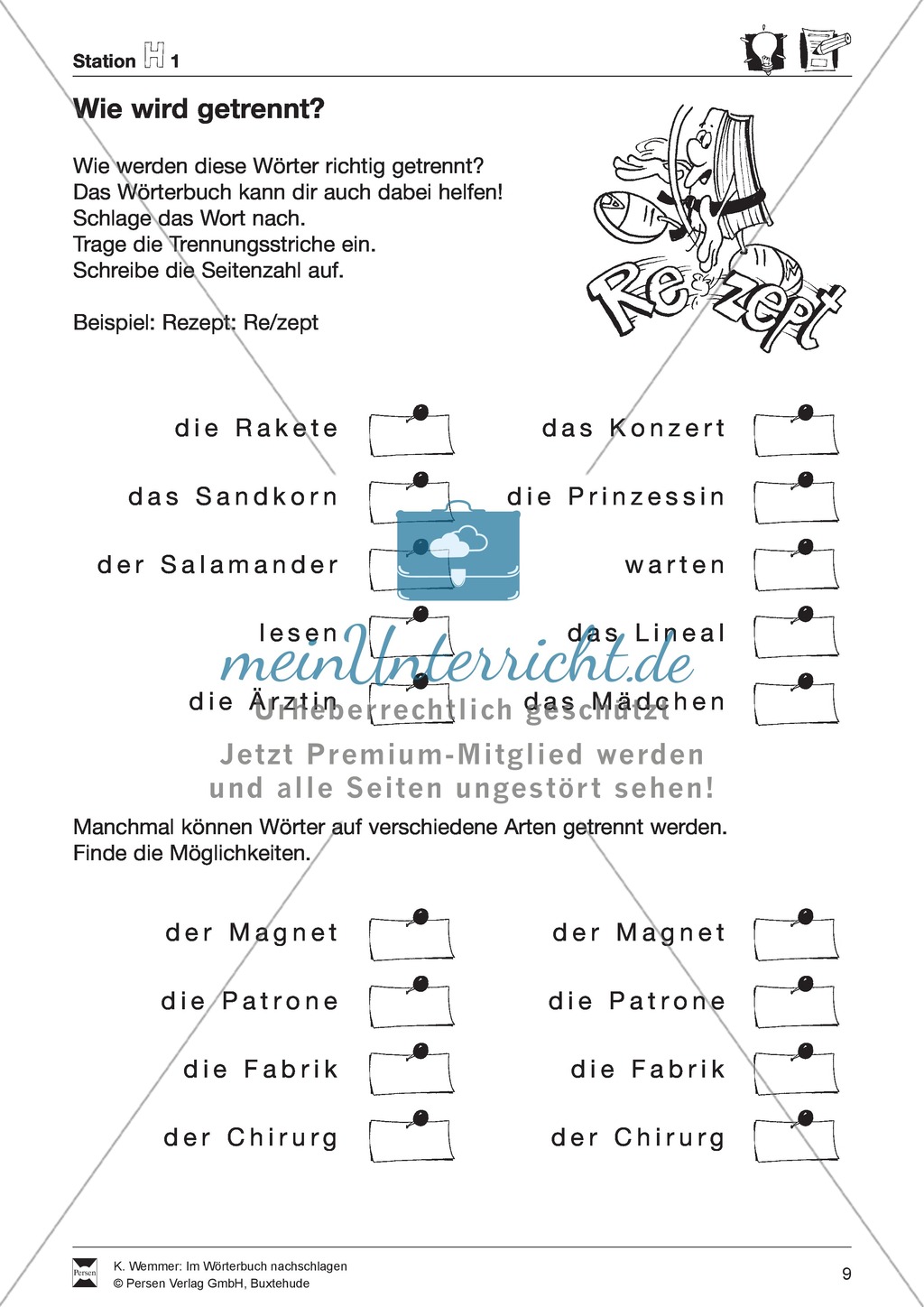 Wörterbuch - Nachschlagetechniken: Arbeitsblätter + Aufgaben + Übungen + Lösungen Preview 9