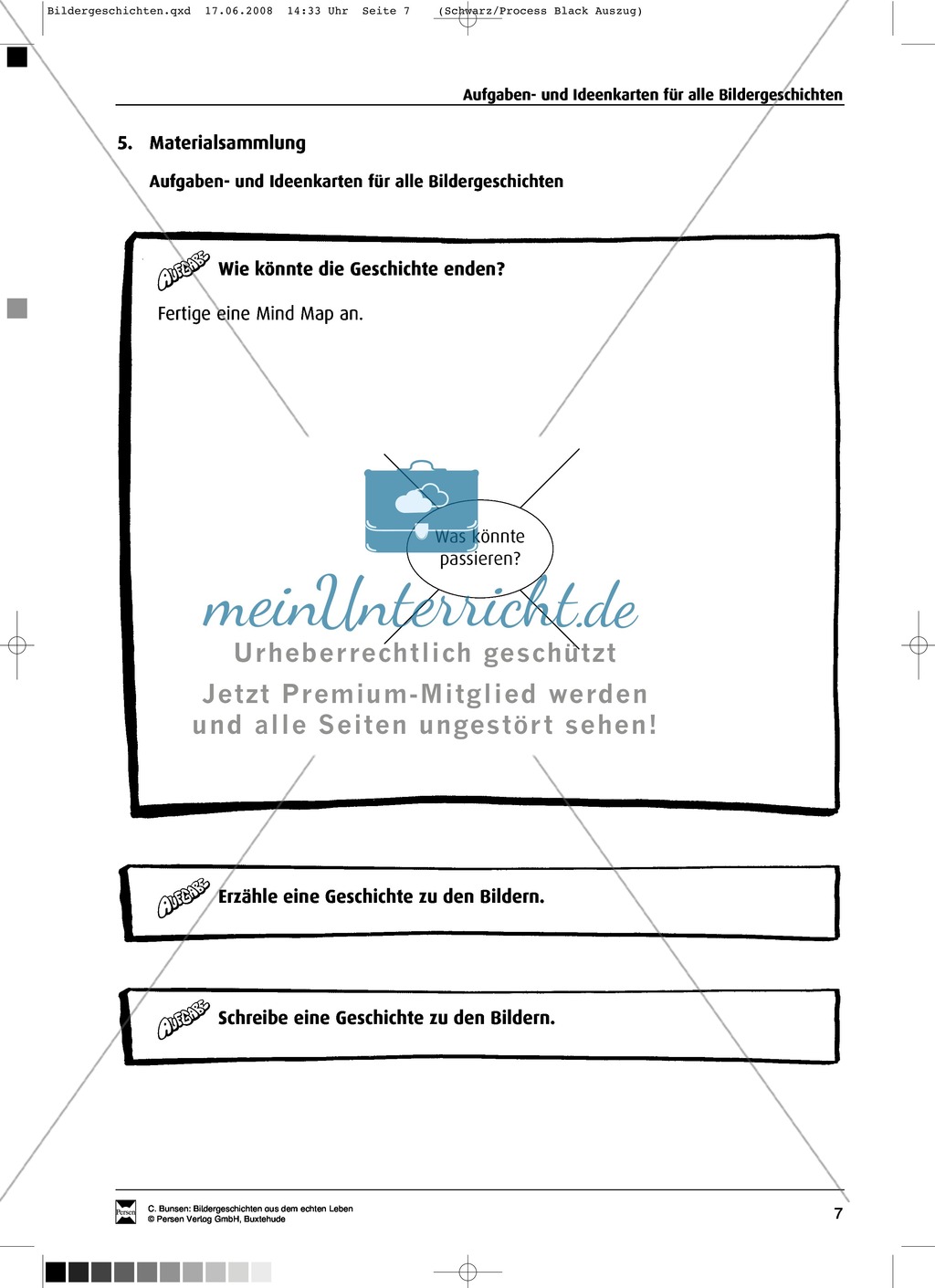 Materialsammlung für Bildergeschichten: Ideenkarten und Schmuckblatt Preview 1