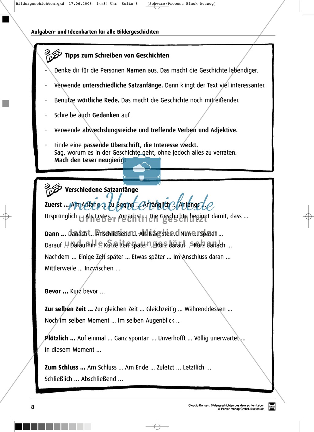 Materialsammlung für Bildergeschichten: Ideenkarten und Schmuckblatt Preview 2
