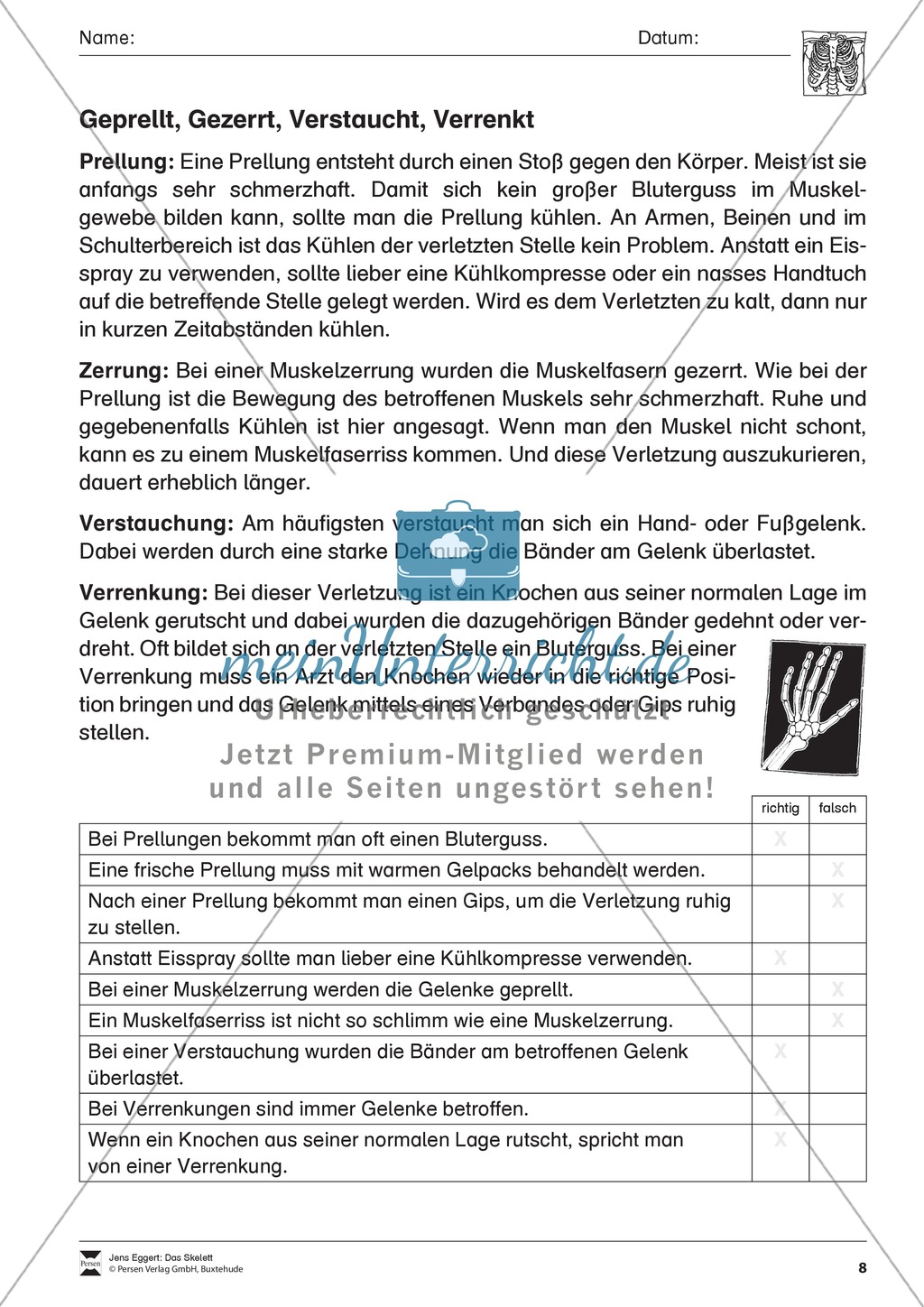 Körper und Gesundheit: Aufgaben + Lesetext + Lückentext Preview 8