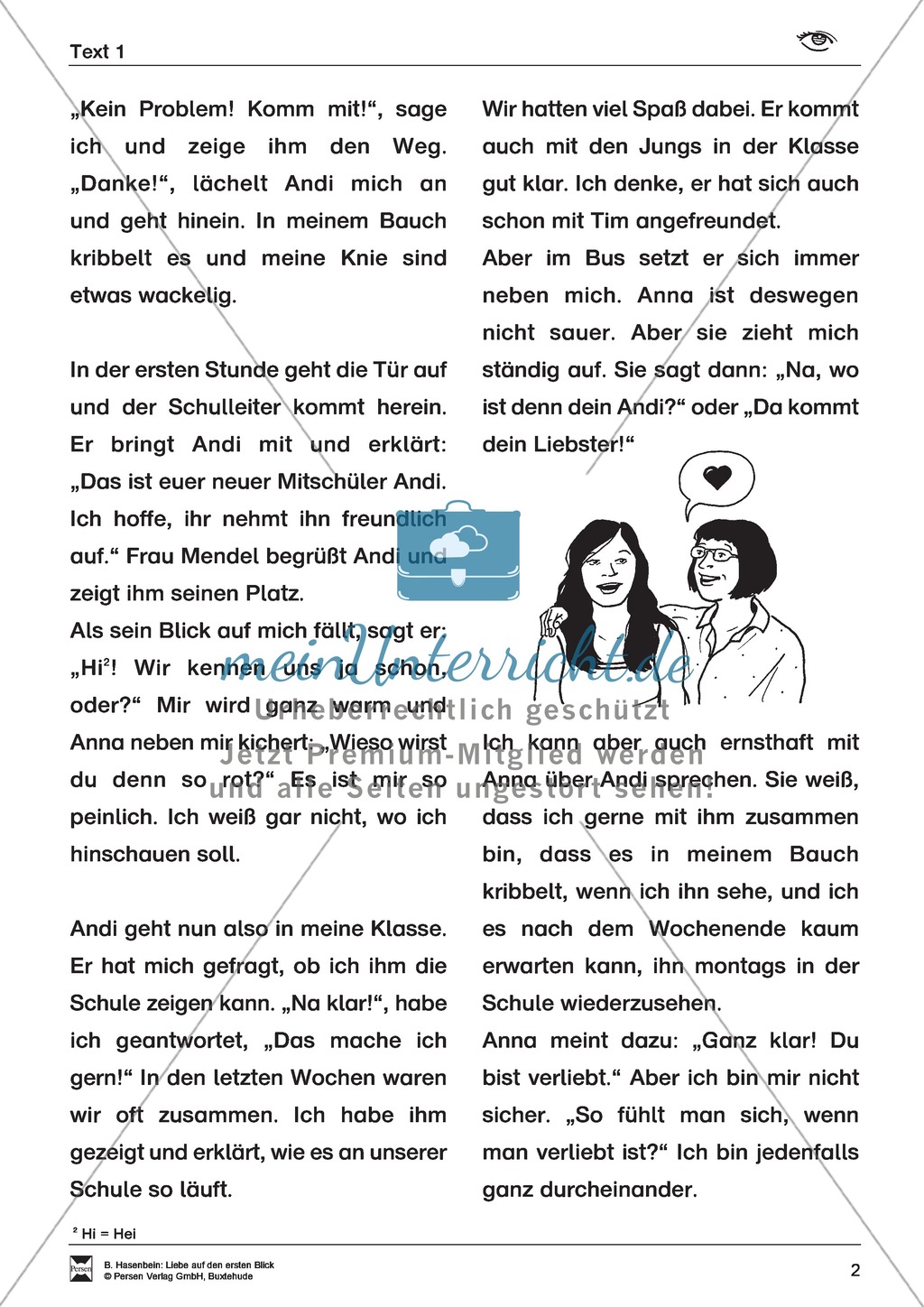 Leseförderung: Liebe auf den ersten Blick: Lesetext 1 mit Aufgaben Preview 2